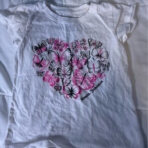 Del Sol Girls Cotton white with pink Hearts & Butterflies Short Sleeve tee color
